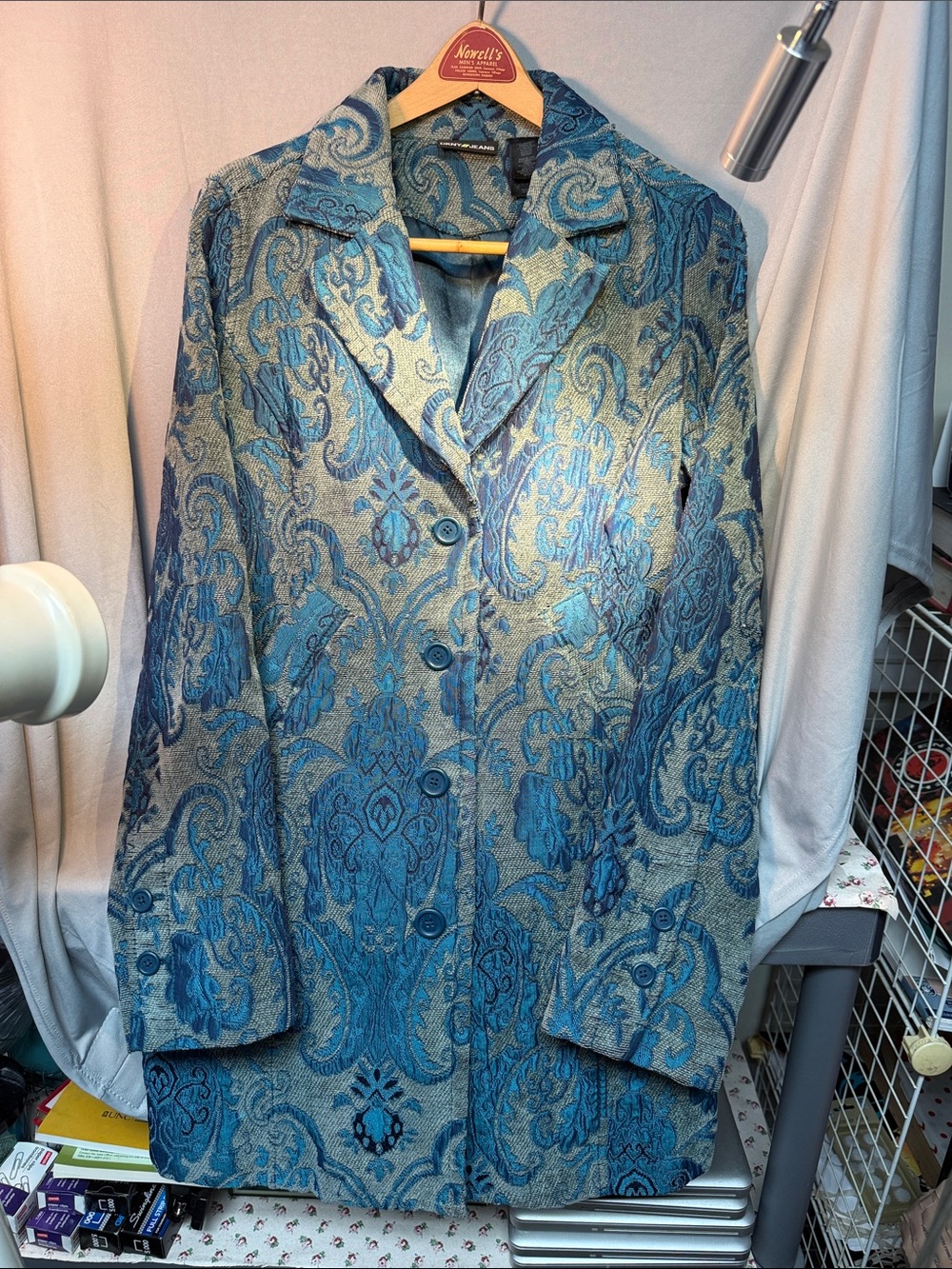 DKNY Blue Paisley Jacquard Blazer